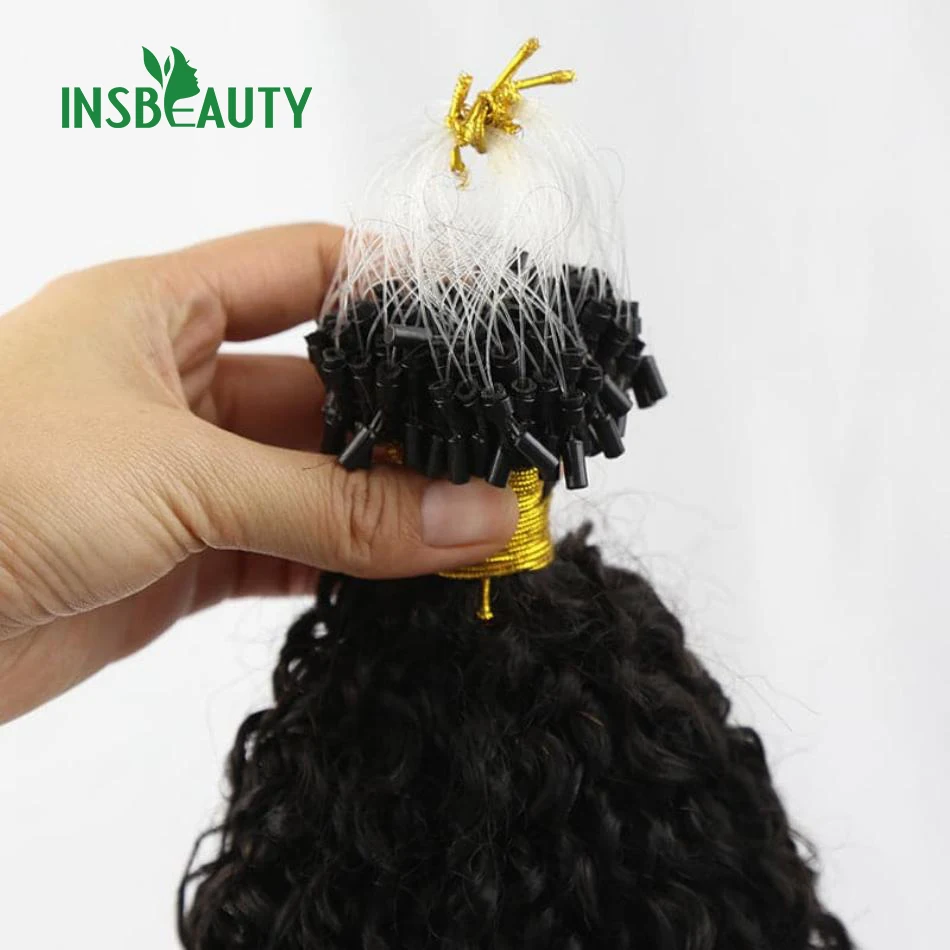 Kinky Curly Micro Loop Extensão Do Cabelo, Cor Natural, Remy, Micro Link, Extensões de Cabelo Humano, Cabelos Mongolian