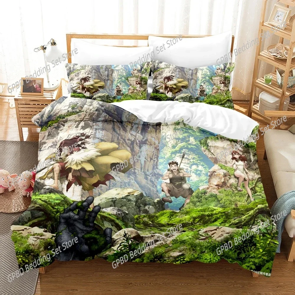 3D Dr.Stone 3D NEW Duvet Cover Pillowcase Bedding Set Adult Boy Girl Bedroom Decoration Children Single Double Large
