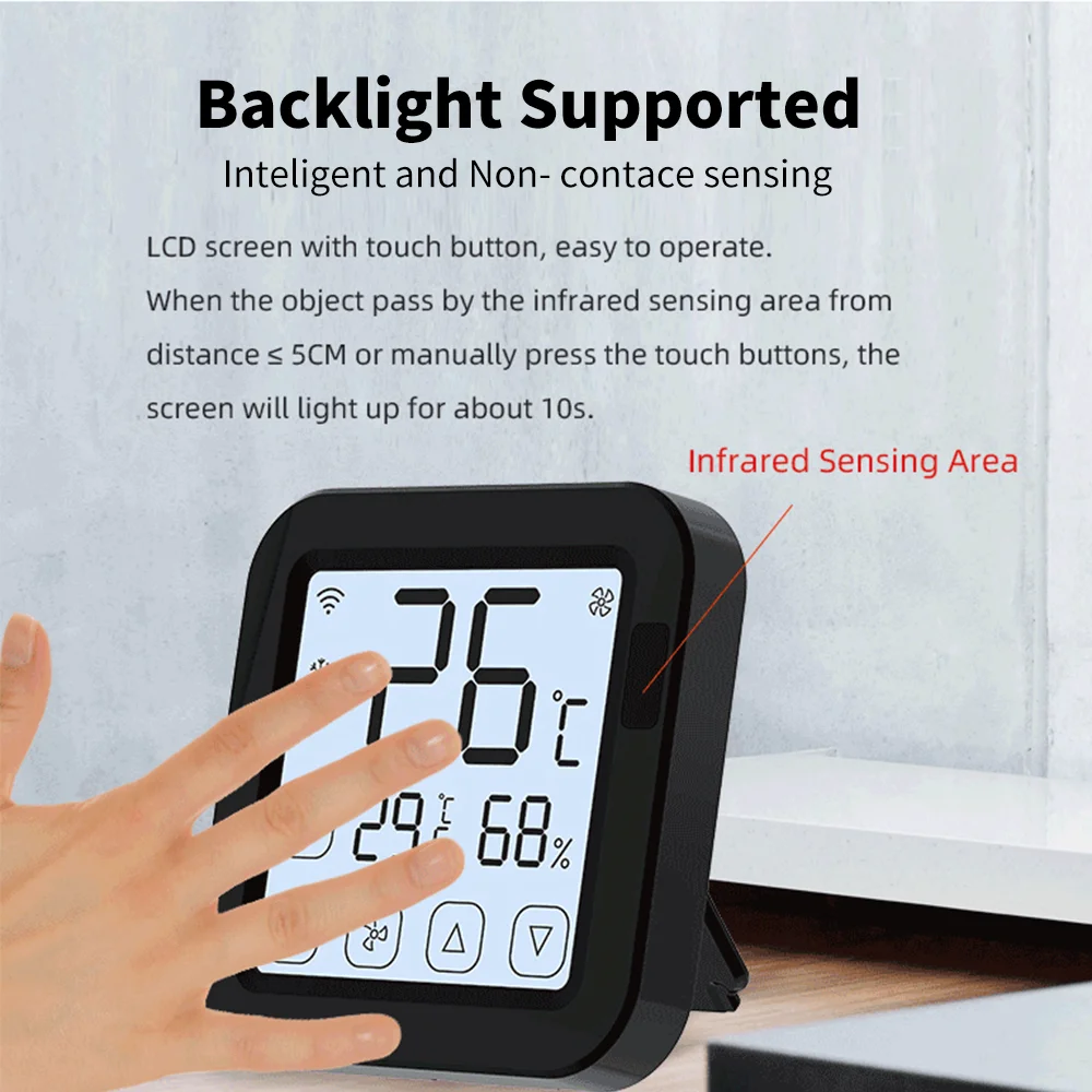 Tuya Smart Air Conditioner Thermostat مستشعر درجة الحرارة والرطوبة المدمج لجهاز التحكم عن بعد بالأشعة تحت الحمراء يدعم Alexa Google Home