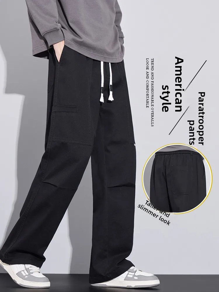 

Мужские повседневные брюки прямого кроя из хлопка для работы, весна-осень, новый стиль, свободный крой, из чистого хлопка, прочные брюки-карго