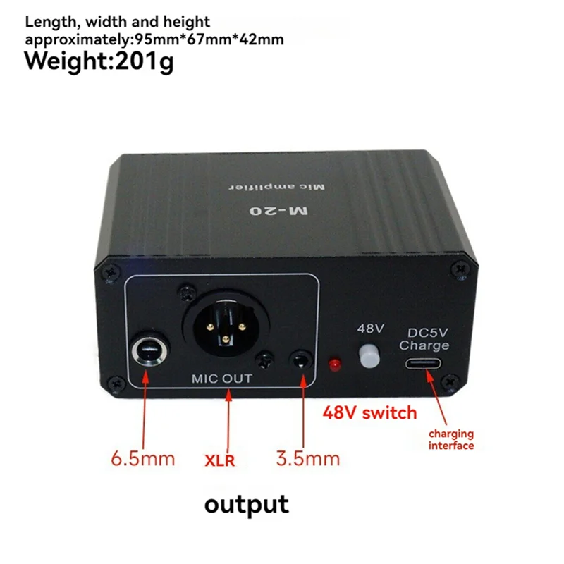 

ABUO-2X Dynamic Microphone Condenser Mic Amplifier M-20 Audio 48V Phantom Power Charging Black For Live Sound Card Speaker C