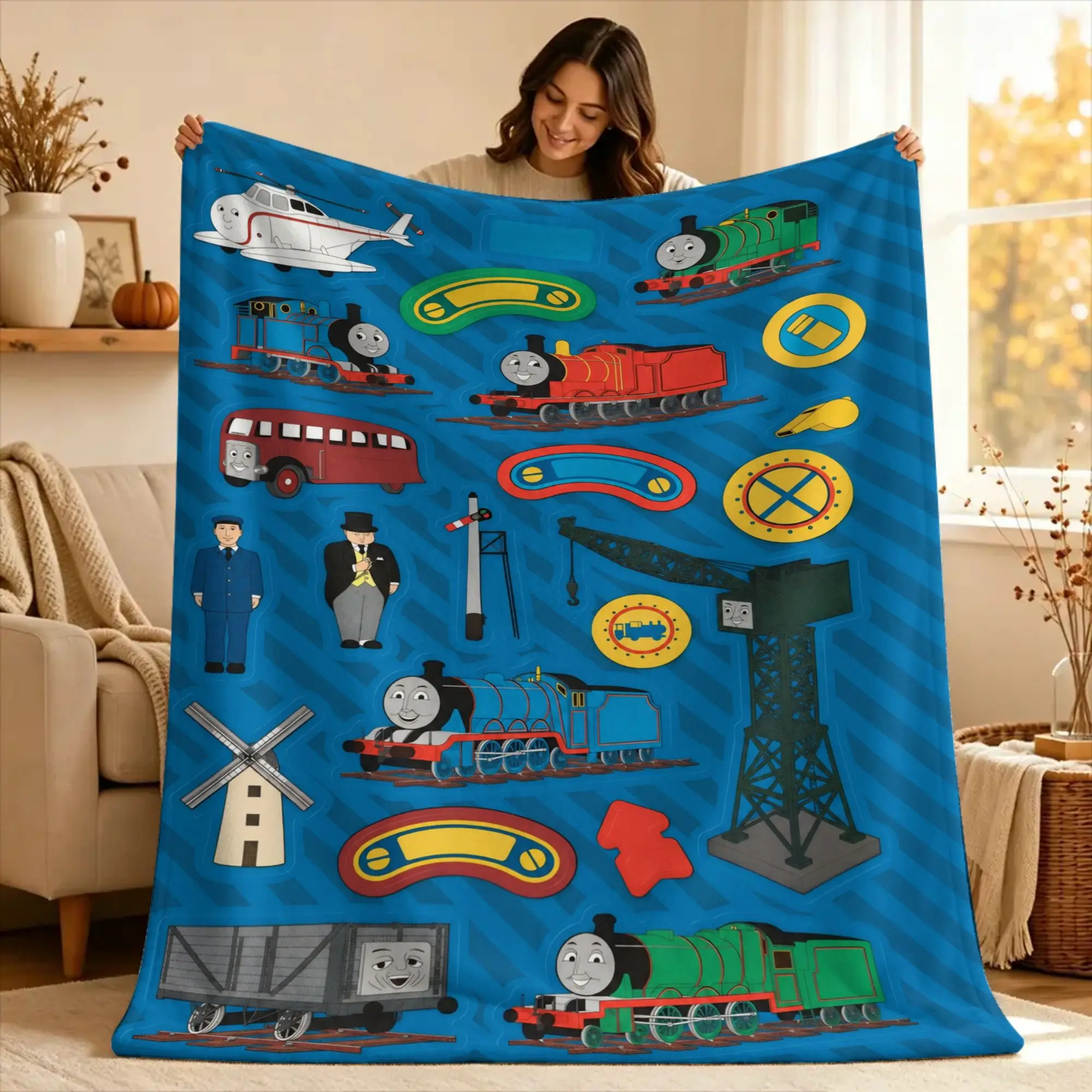 T-Thomas The Train Friends Blanket Quality Warm Soft  Throw Blanket Winter Decorative Couch Bed Fashion Bedspread