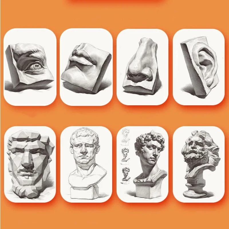 Sketch Plaster Cast Copying Cards Of Facial Features Art Supplies Painting Books Hand Painted Pencil Drawing Tutorial Textbooks