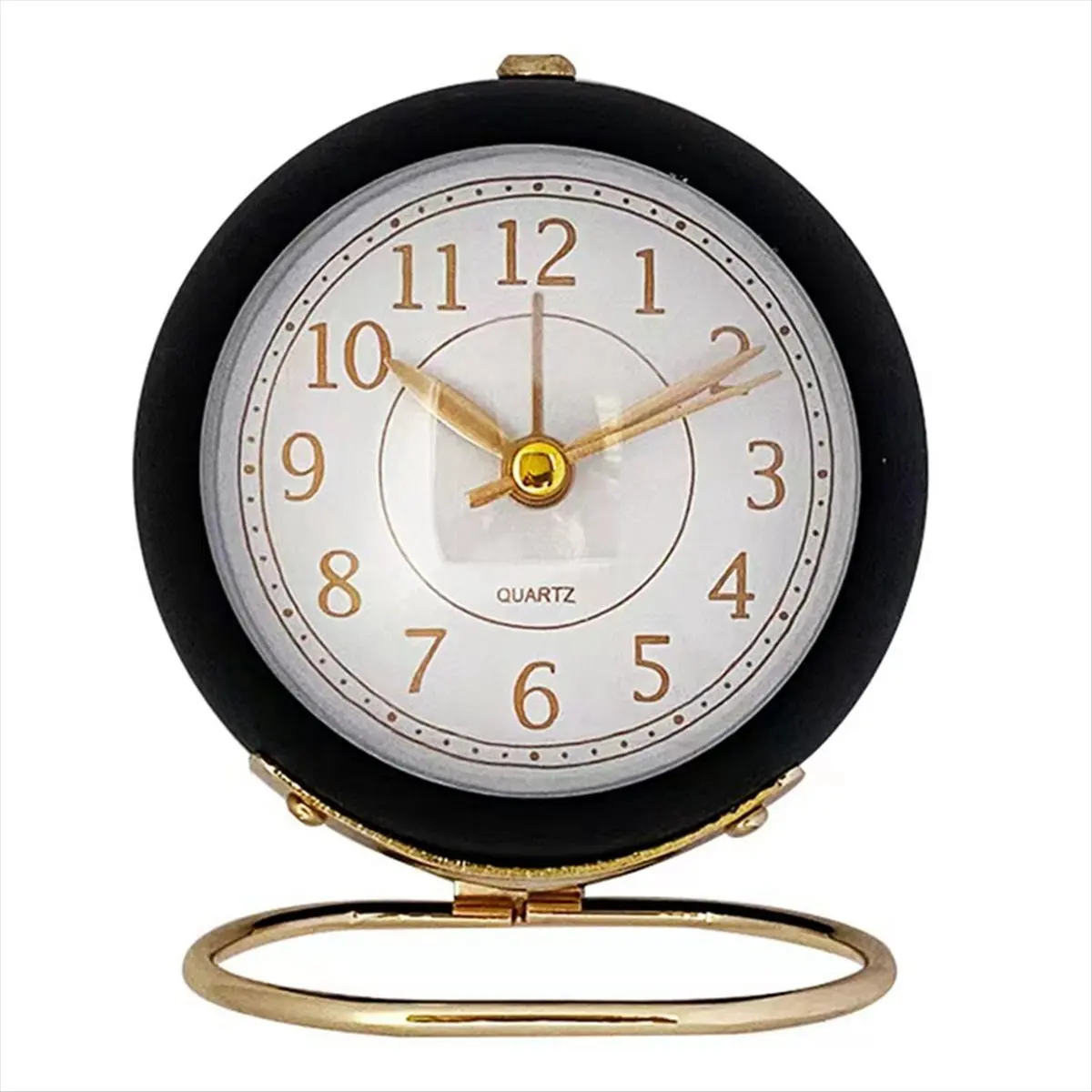 DT2090 TO Clocks,Retro Backlight Cute Simple Design Small Desk Clock with Night Light,Silent Non-Ticking,Battery Powered Black