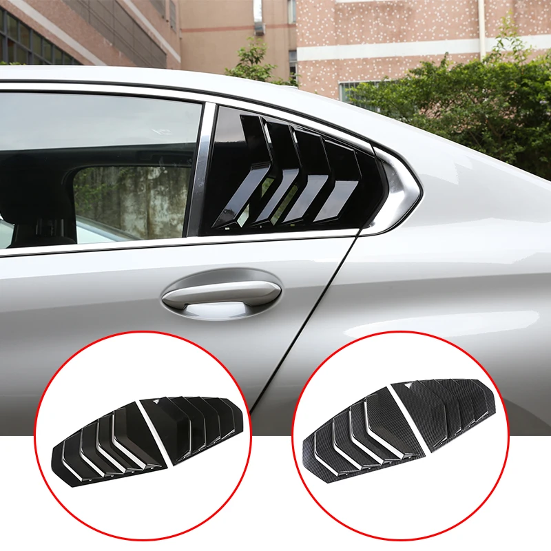 

For BMW 3 Series G20 2019-2020 ABS Carbon Fiber Glossy Black Rear Door Window Triangle Shutters Cover Trim Car Accessories