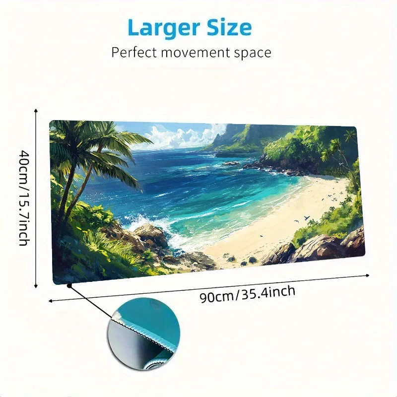لوحة ماوس ألعاب على الشاطئ، تصميم على شاطئ البحر، مادة مطاطية غير قابلة للانزلاق، حصيرة لوحة مفاتيح XXL، مثالية لتزيين سطح المكتب في عيد الميلاد #6