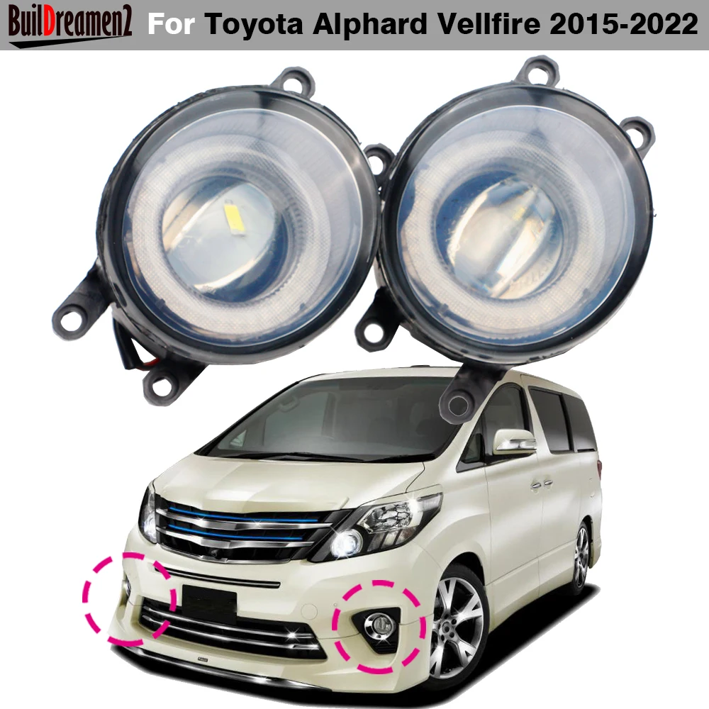 2 X Car Glass Lens LED Fog Light Angel Eye DRL Daylight H11 For Toyota Alphard Vellfire 2015 2016 2017 2018 2019 2020 2021 2022