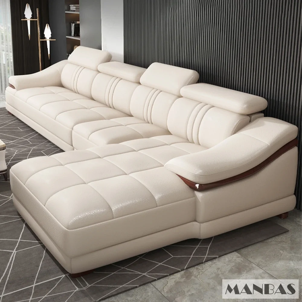 Linlamlim luksusowy włoski zestaw Sofa z prawdziwej skóry z głośnikiem USB i Bluetooth do salonu, Nordic Sectional kanapy sofy