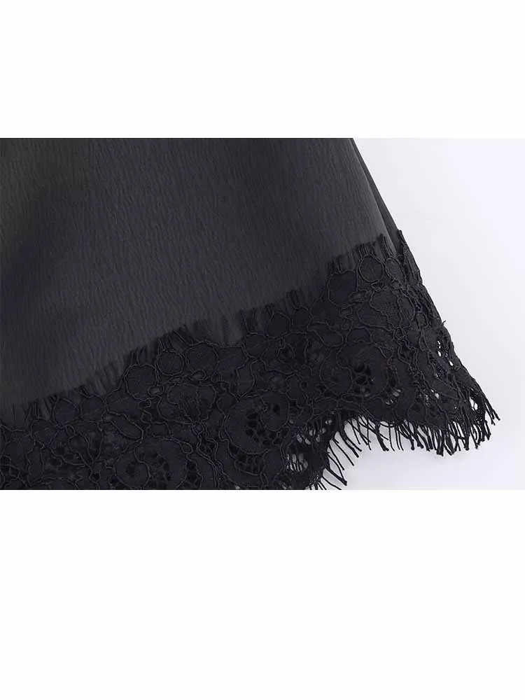 HH امرأة الصيف موضة جديدة متعددة الاستخدامات الصلبة هيم الدانتيل تقليم سستة قصيرة كولوتيس الإناث أنيقة عادية تنورة الحفلات السراويل Mujer #6