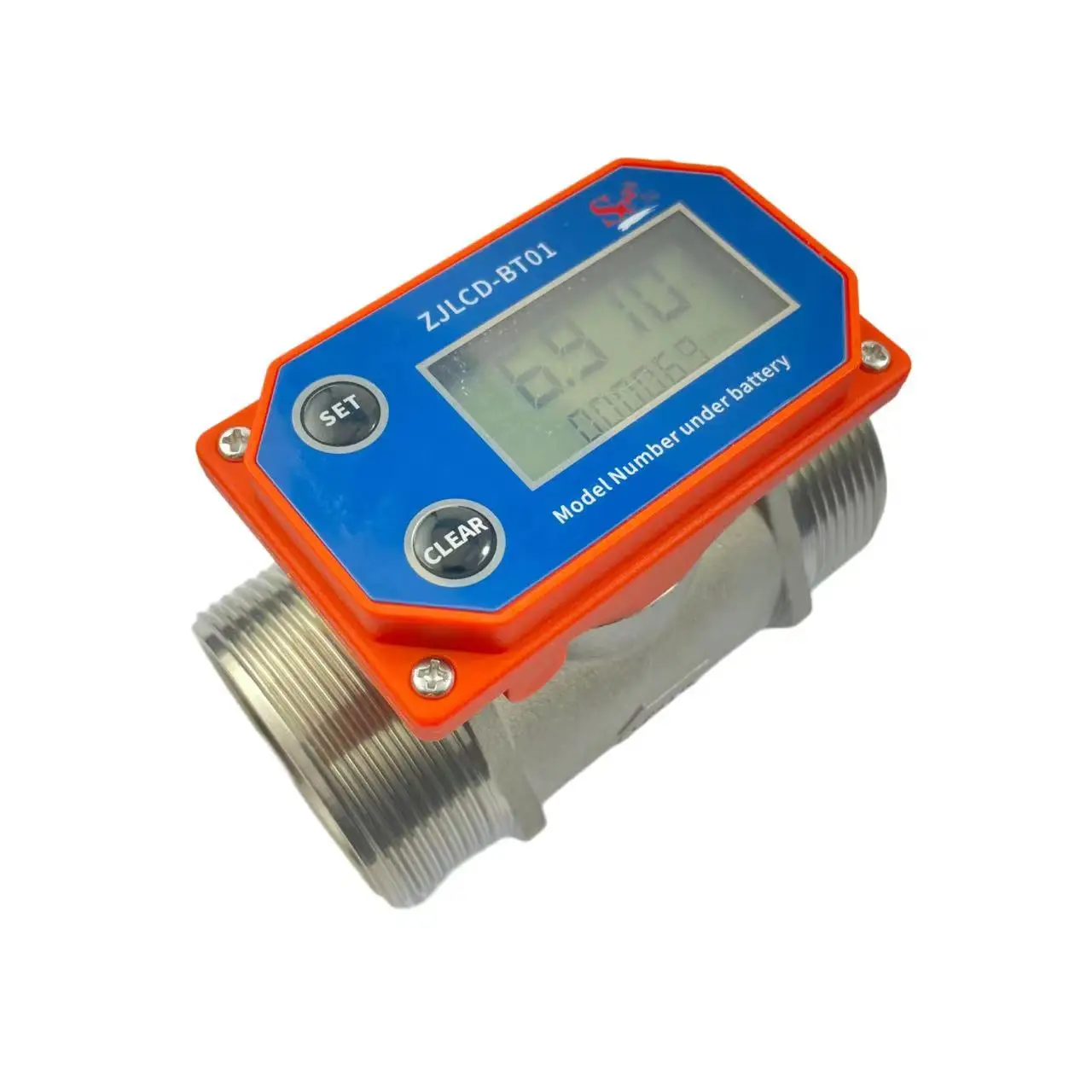 

ZJ-LCD-BT01 SUS304 SS Irrigation Water Flow Sensor BSPP G2“ 60-1100lpm Turbine Digital Battery Flowmeter Dijiang Ceramic Axis