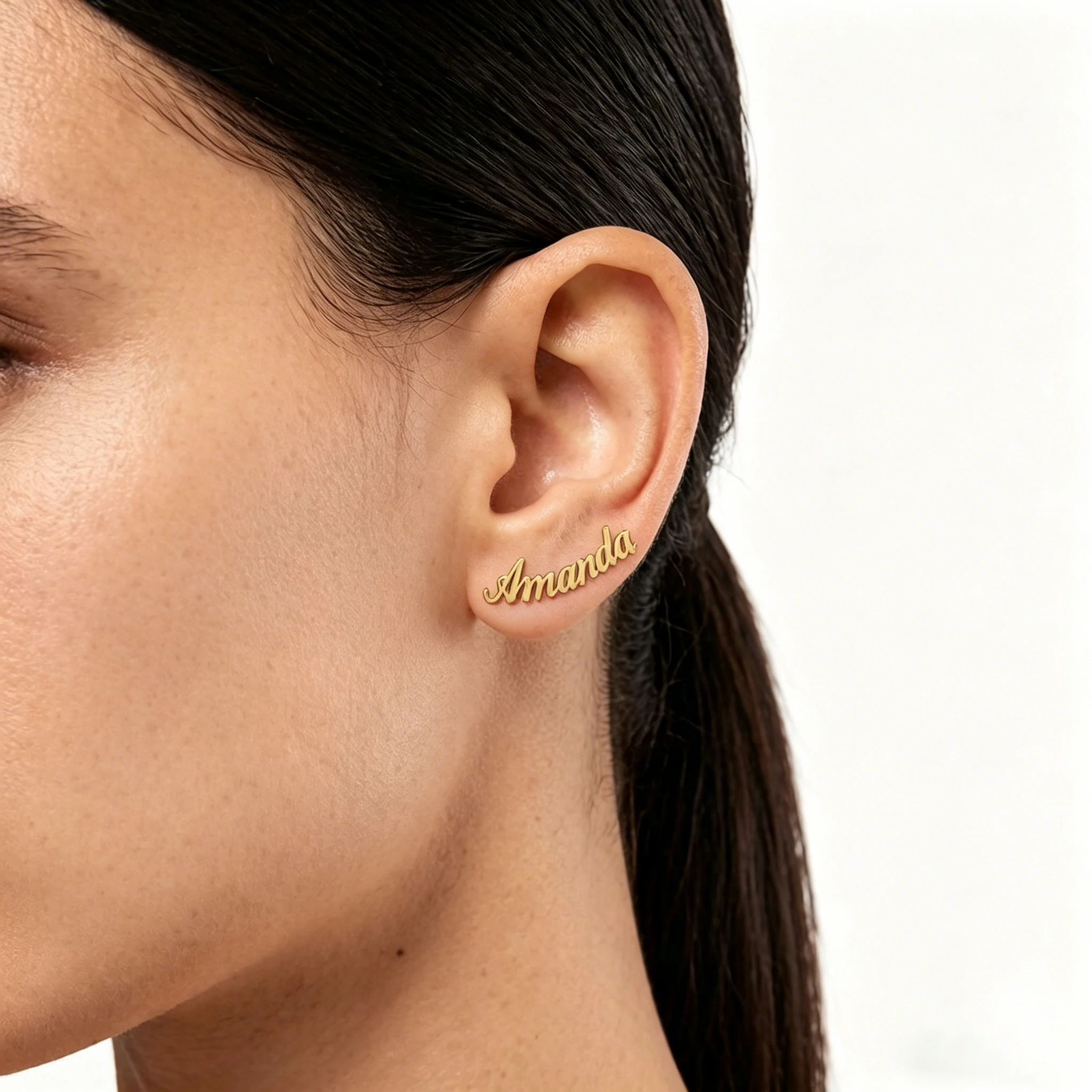 Personalisierte Namens-Logo-Ohrringe aus Edelstahl, Maßgefertigter Initialen-Namensschild-Schmuck für Frauen, Hochzeitsgeschenke, Modischer Alltagsschmuck – Detail 8