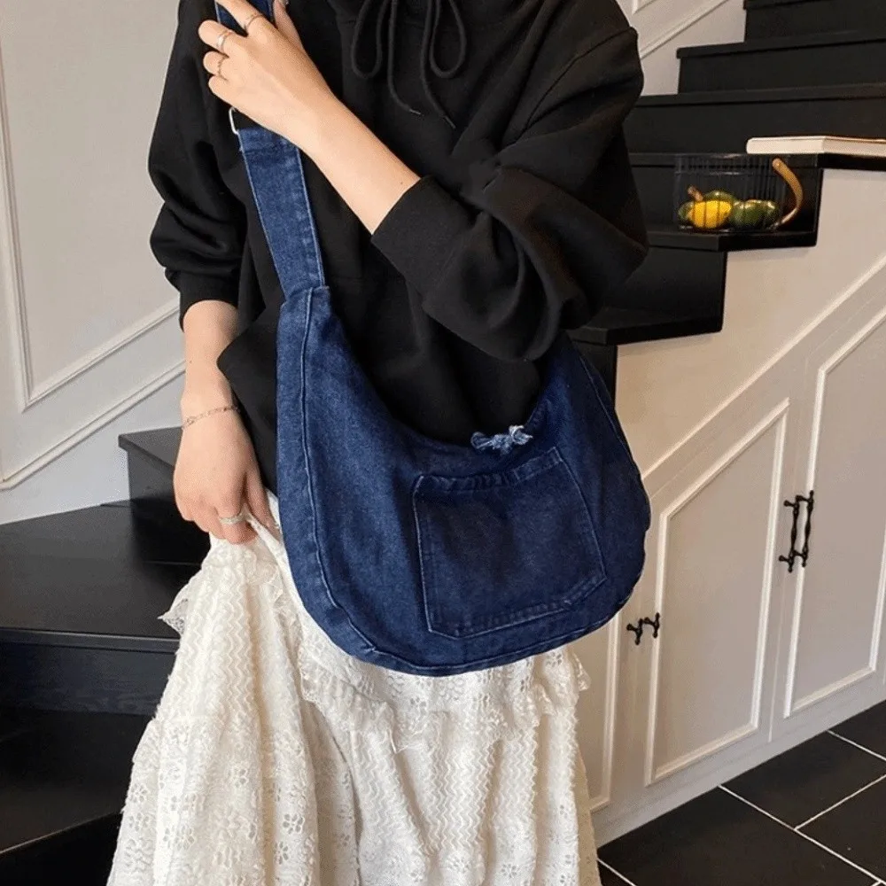 

Повседневная винтажная джинсовая сумка на плечо, большая вместительная универсальная сумка через плечо, дорожная сумка-портфель с несколькими карманами, сумка