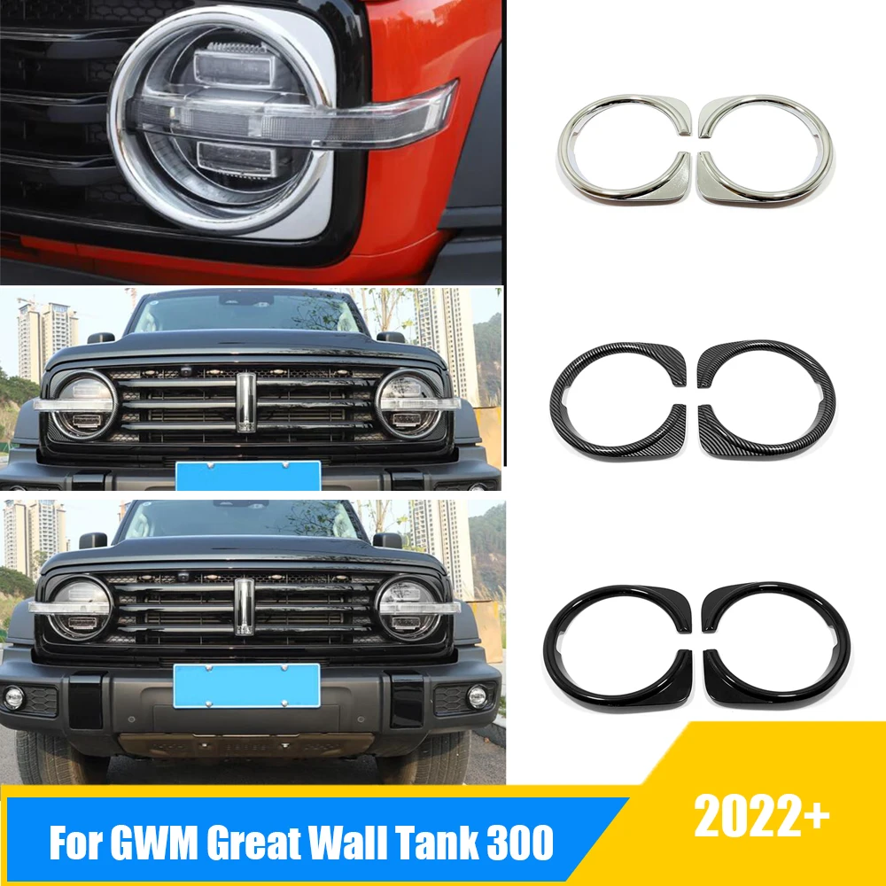 

For GWM Great Wall Tank 300 2022 2023 ABS Chrome Black Car Front big Light Headlamps cover trim frame Decor Exterior Accessories