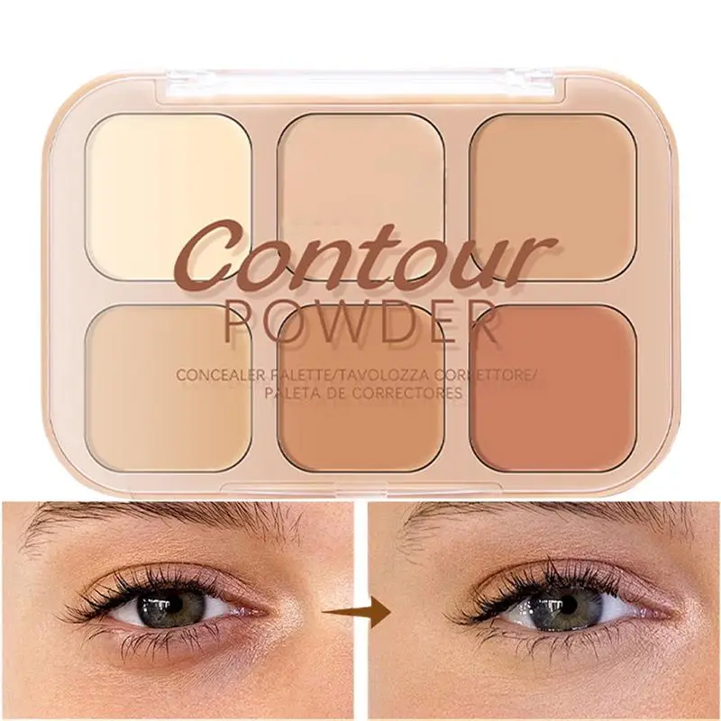 Tavolozza di correttori per trucco Tavolozza per contorni facciali a 6 colori Prodotti di bellezza dai toni delicati e naturali Trucco viso multifunzione