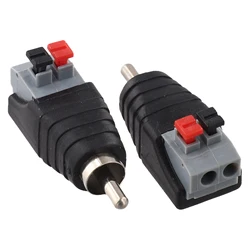 2PCS Speaker Wire AV Cable To Audio Male RCA Connector Adapter Jack For Superior Audio Quality Push Type Replace Parts