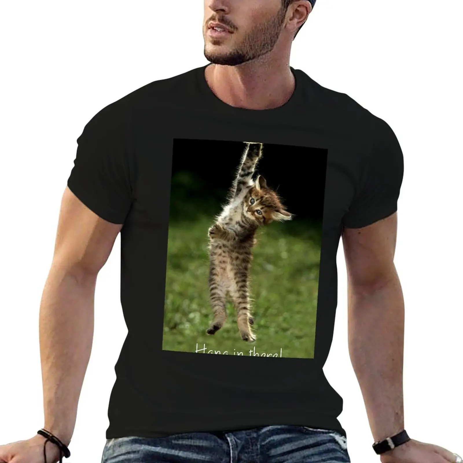

Keith Gill the Roaring Kitty Hang in There (YOLO) T-Shirt cotton t shirts man 100% anime tshirt T-Shirt