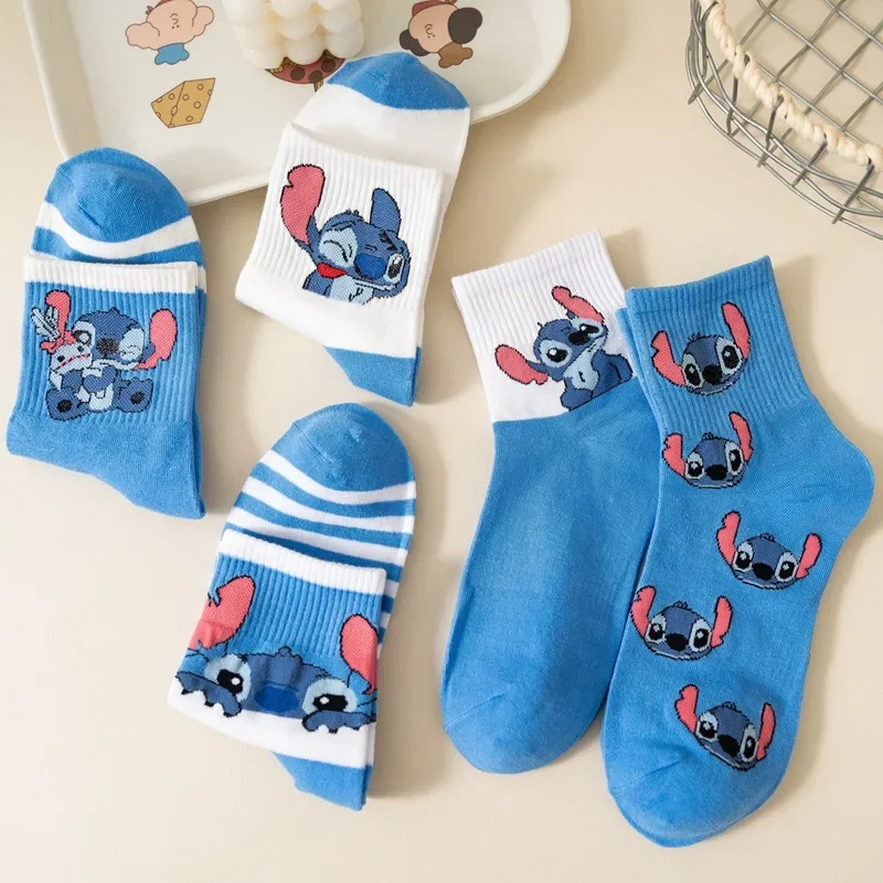 

Kawaii Stitch Socks Female Anime Cartoon Lilo&Stitch Print Cute Midtube Cotton Fashion Warm Casual Men's Stockings Birthday Gift