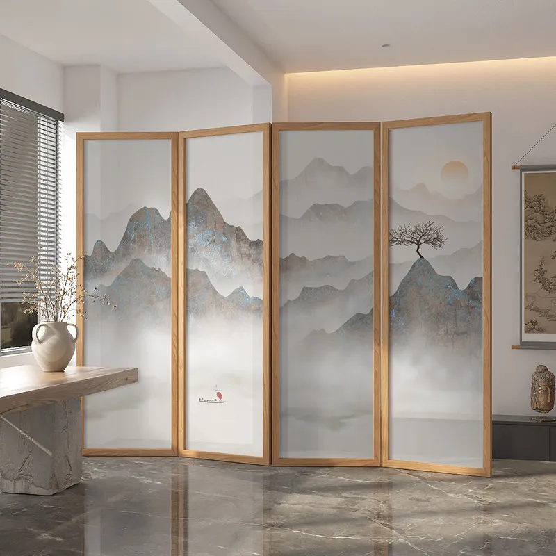 New Chinese-style zen landscape screen partition living room modern entrance entrance bedroom office blocking folding movement