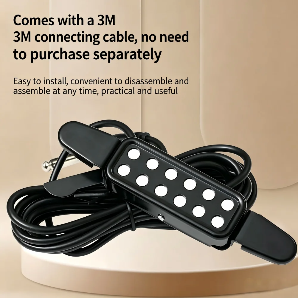 

12-Hole Magnetic Guitar Pickup, Acoustic Guitar Transducer with Volume & Tone Control