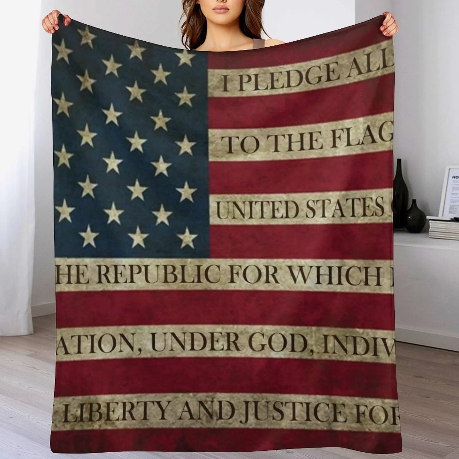 AMERICAN FLAG PLEDGE OF ALLEGIANCE Throw Blanket