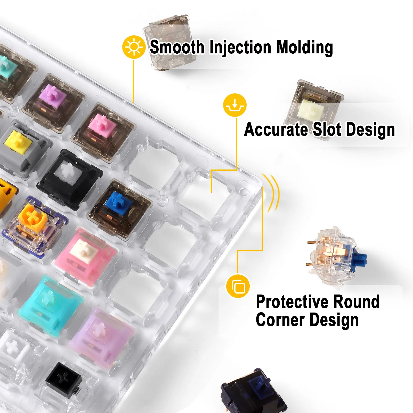 DUROCK Keyboard Switch Tester, Keyboard Switch Sampler with Silent Shrimp T1 Ice King POM Piano and Magnetic Key Switches(30pcs)