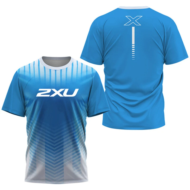 Men Gym Sportswear Fashion T-Shirts Summer Outdoor Run Fitness Breathable Short Sleeve Letter Badminton Training O-Neck Gym Tops