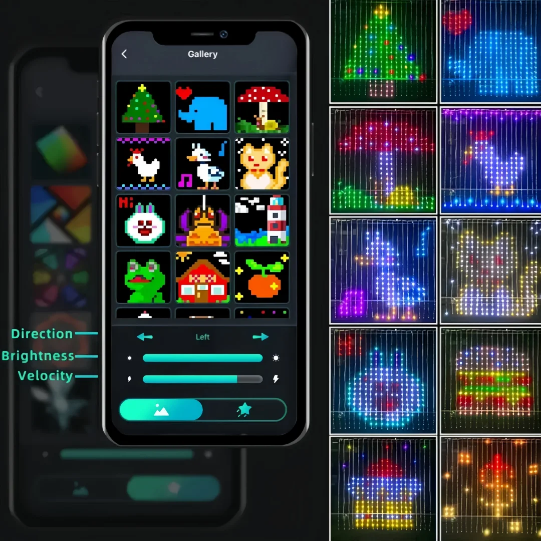 Smart Curtain Lights App Programmable LED String Lights for Christmas Wedding Bedroom Decor Message Scrolling Pattern Chase IP65