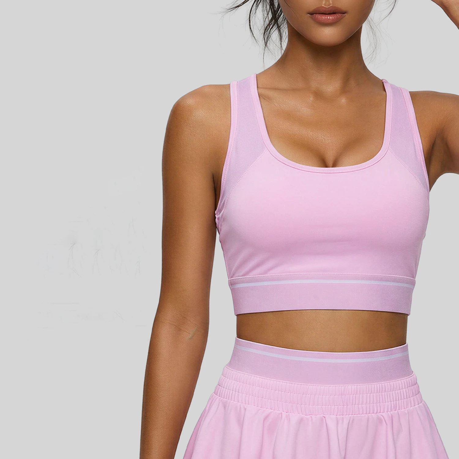 Women Running Sports Bra Racerback Sports Bra High Support Open Back Yoga Slim Fit Fitness Pilates Tank Top With Removable Pads