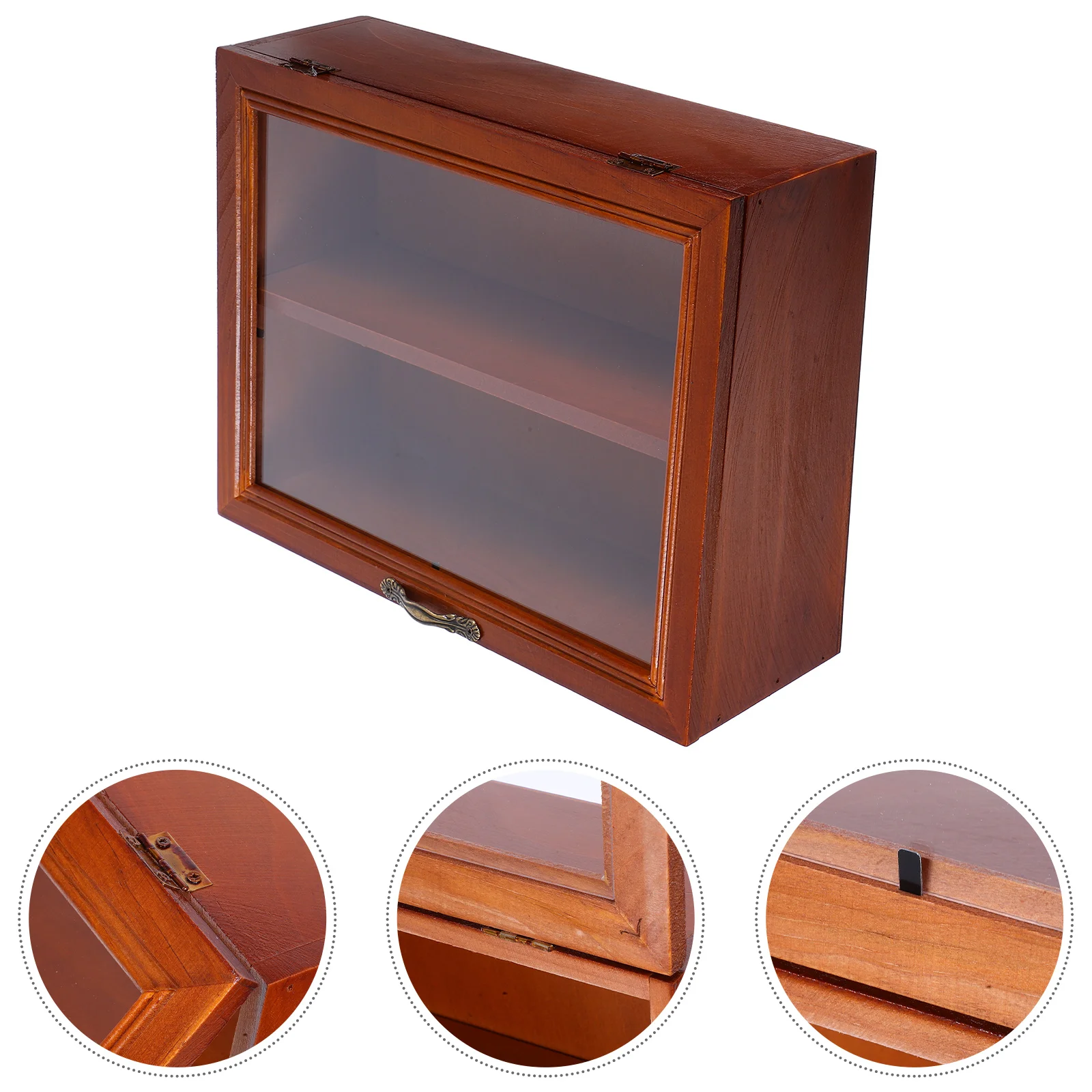 Display Box Solid Wood Flip Storage Cabinet Office Jewelry Stand Handicrafts Shelf Acrylic Figurine