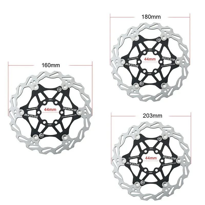 BUCKKubicycle-Rotor de frein à disque de vélo, Rotor flottant, Dissipation thermique, Plaquettes de vélo VTT, Rotors de cyclisme, 160mm, 180mm, 203mm