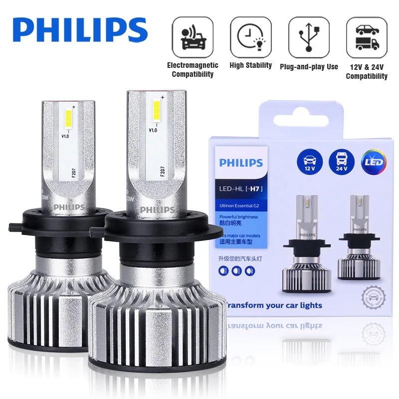 1 пара, Автомобильные противотуманные фары Philips G2 Ultinon Essential H7 светодиодный H1 H4 H8 H11 H16 HB3 HB4 HIR2 9005 9006 9012 6500K 12 в 24 В