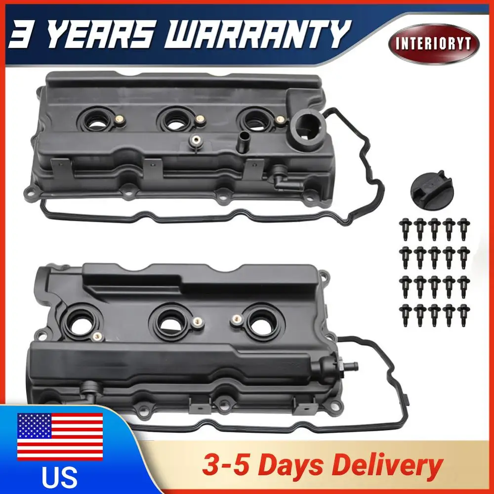 

2Pcs Cam Rocker Cover W/Gasket Screw Oil Cap Engine Valve Cover Wear Resist Camshaft Rocker Cover Car Accessories