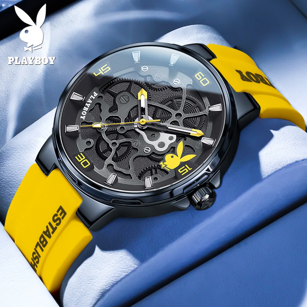 PLAYBOY Fashion Casual Watch for Men Luxury Waterproof Luminous Man Wristwatch High Quality Elegant Sports Quartz Men\'s Watches