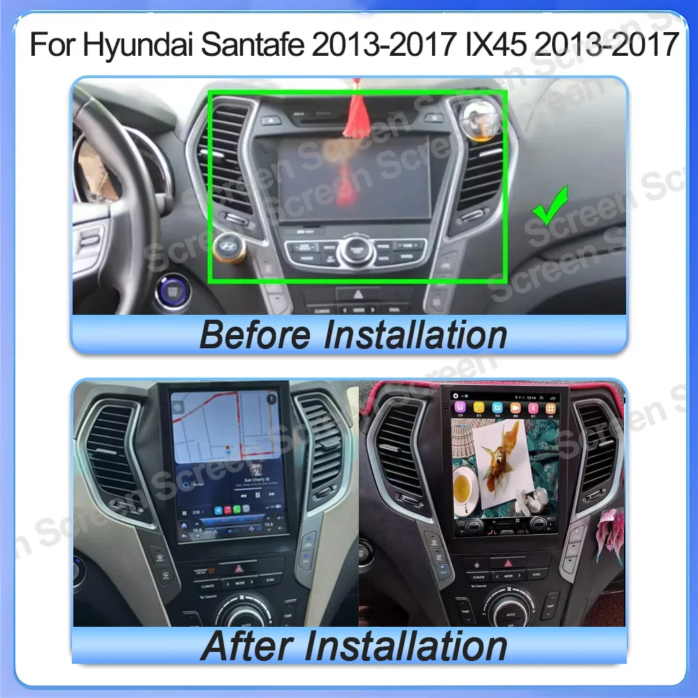 9.7 Inch Car Radio For Hyundai Santafe 2013-2017 IX45 2013-2017 Android 15 Car Radio Multimedia Player Navigation Screen 5G WIFI