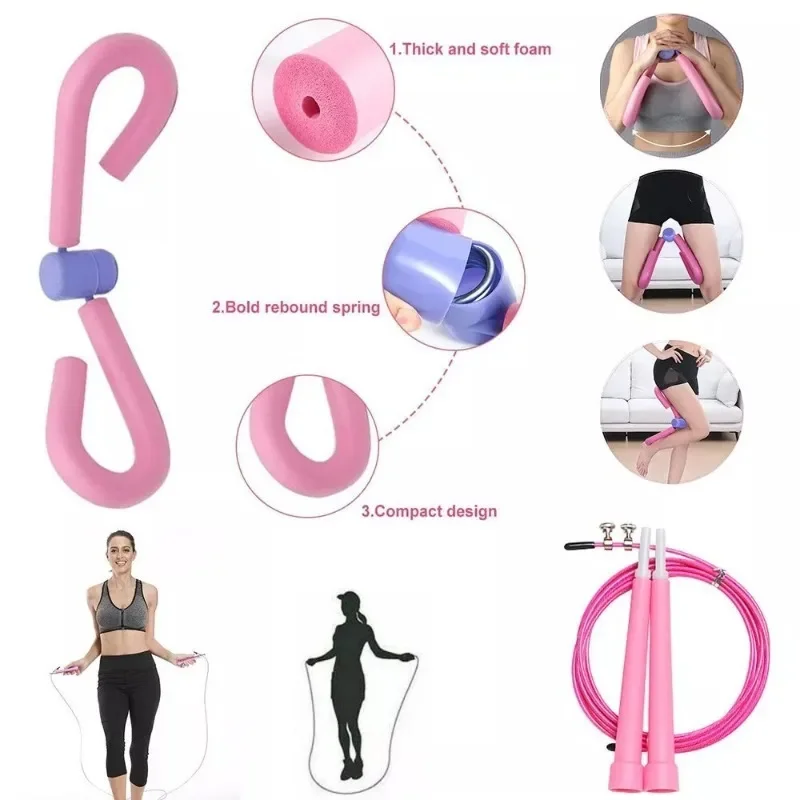 Resistance Band Skipping Rope Leg Trainer 3-pcs Set Home Fitness Equipment Yoga Pilates Accessories Bodybuilding Slimming Train