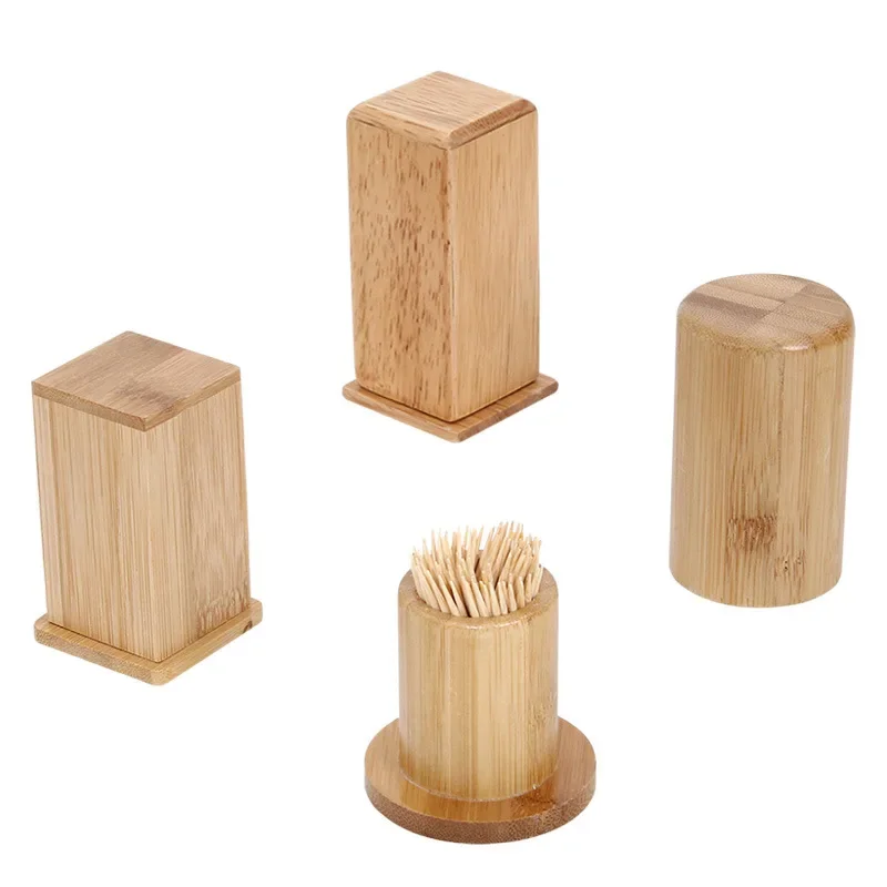 Mini Wood Toothpicks Dispenser Household Toothpick Container Bamboo Toothpick Holder Box Jar Home Table Decoration