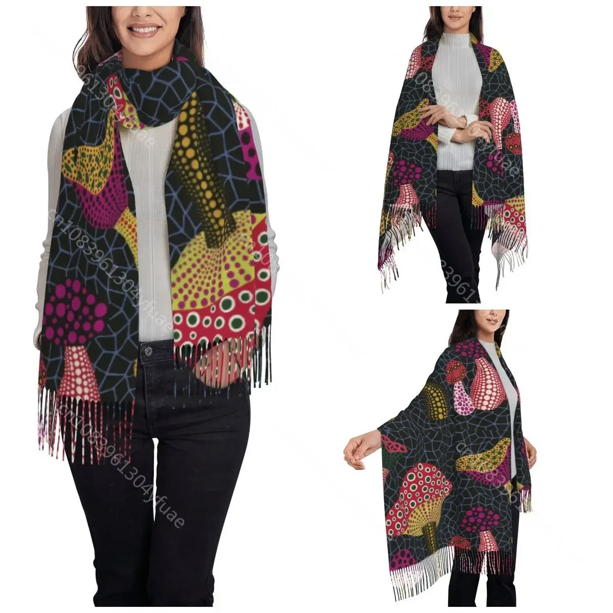 Yayoi Kusama Art Shawls Wraps Women Winter Long Soft Scarf Polka Aesthetic Pashminas Shawl Scarves