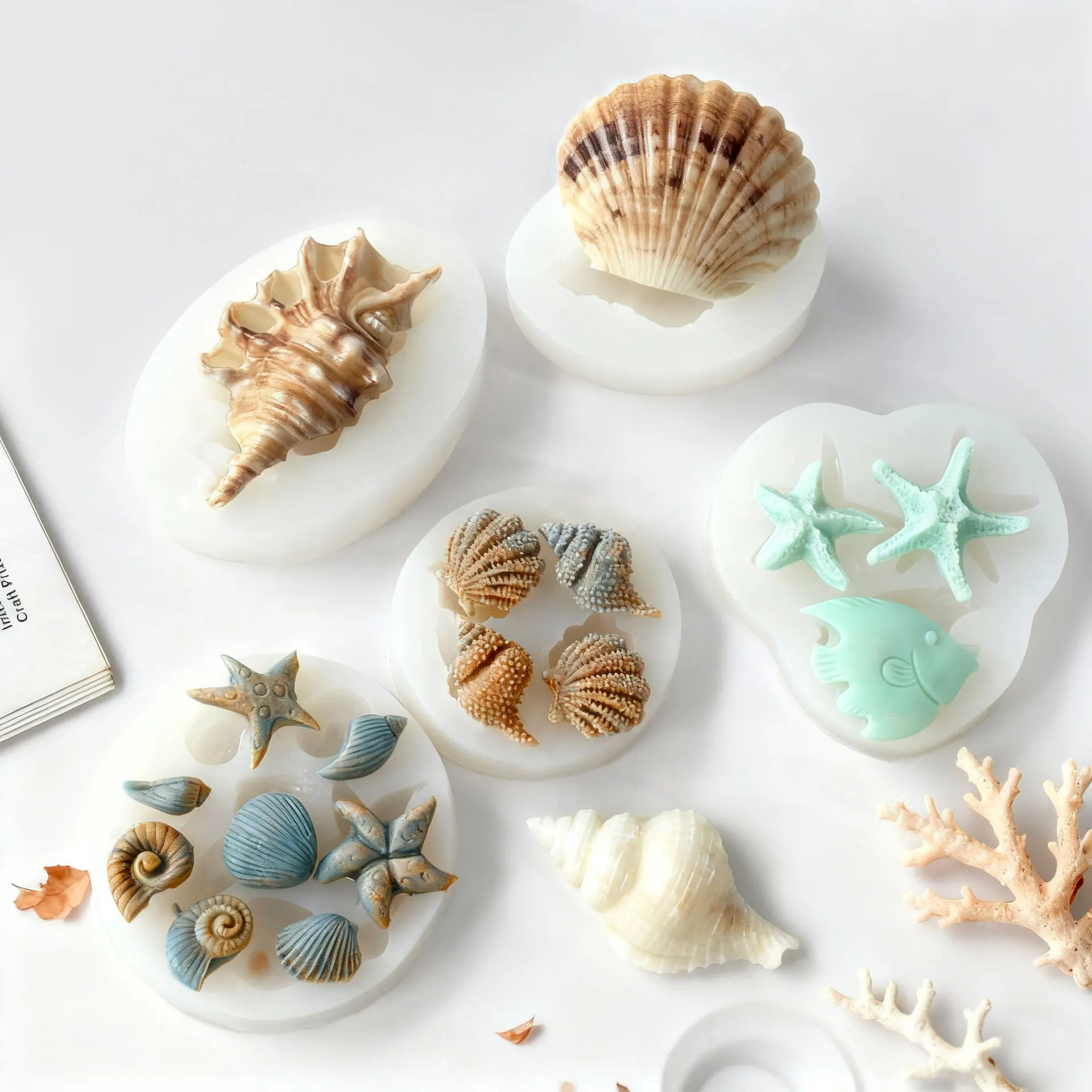 DIY Ocean Series Shell Starfish Conch Silicone Mold Handmade Scented Candle Resin Gypsum Decoration Mold