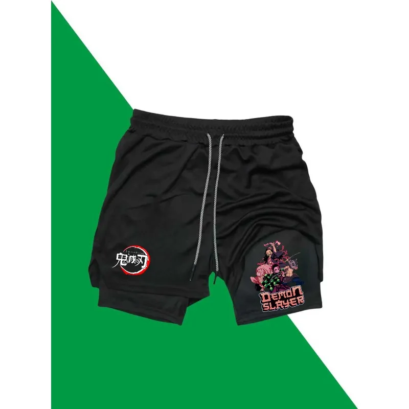 

Demon Slayer Design Pattern Loose Casual Shorts Men American Y2K Harajuku Oversized Fashion Versatile 2iin1 Running Gym Workout