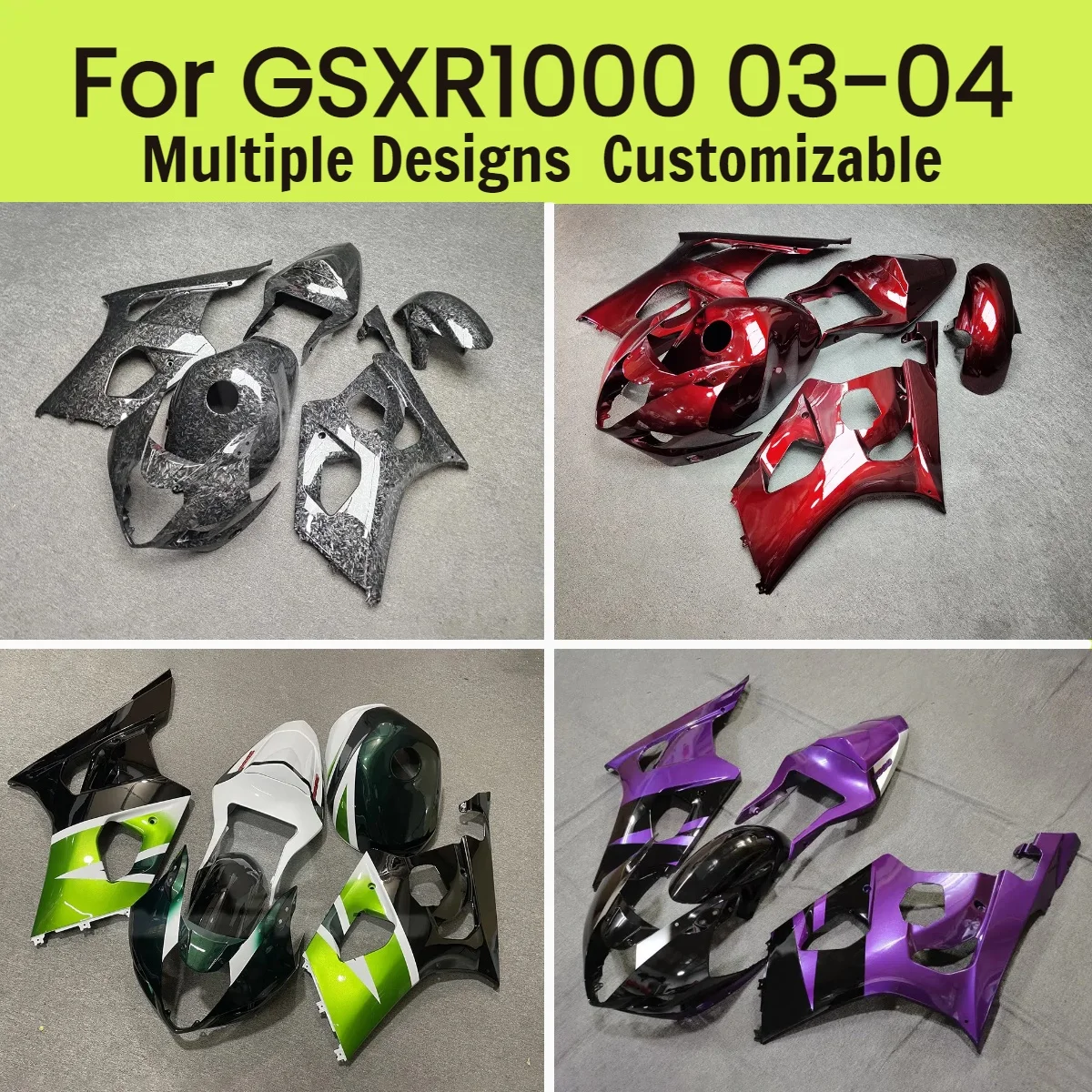 Body Parts Fairing Kit GSXR1000 2003 2004 Carbon Fibre Accessories Injection Motorcycle Fairings for GSXR 1000 03 04