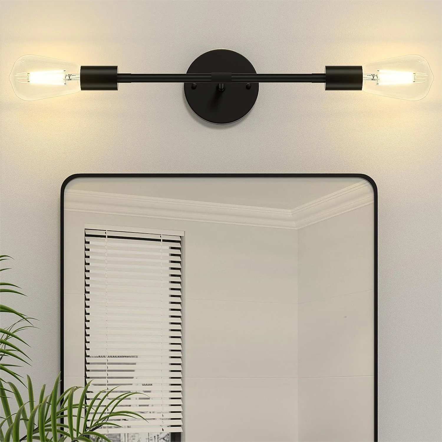 

2-Light Black Bathroom Vanity Light with Mid-Century Style, Modern Wall Sconce for Mirror, Hallway, Kitchen, Bedroom, Indoor