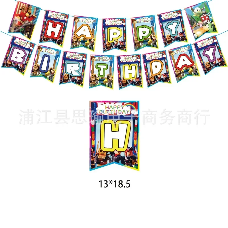 

Cartoon Roblox Birthday Party Supplies Party Decoration Anime Kawaii Gifts Baby Shower Balloon Cake Toppers Cup Plate 4PCS