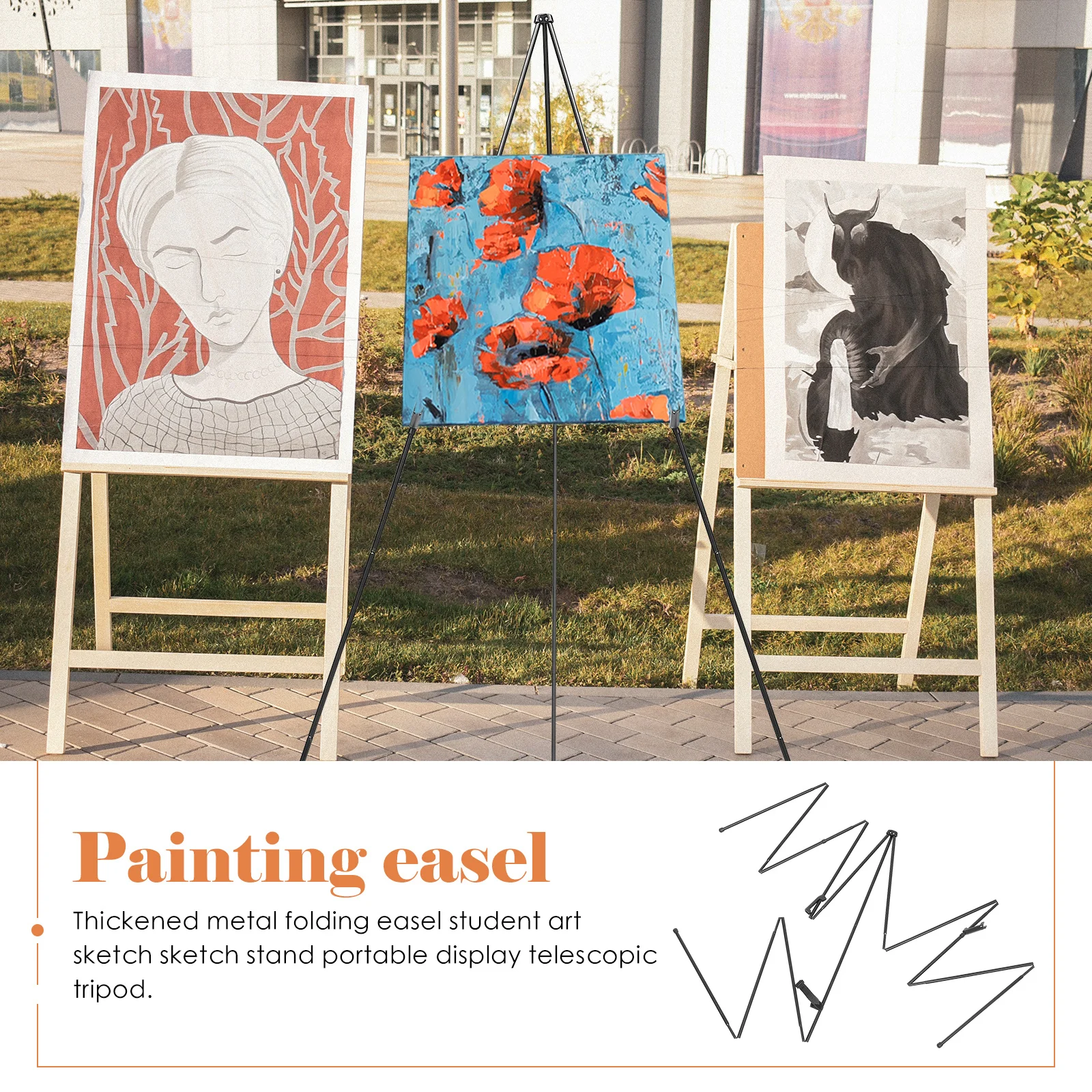 

Foldable Painting Easel Portable Aluminium Alloy Adjustable Height Drawing Stand Sketching Display Tripod Foldable Easel