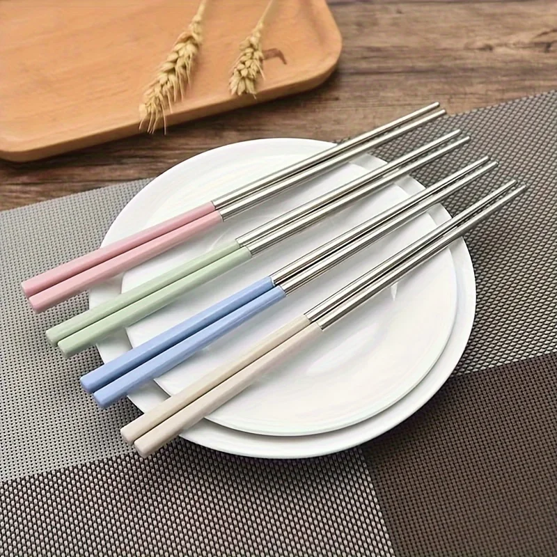 Stainless Steel Chopsticks Reusable Non-slip Chopsticks, Dishwasher Safe,Portable Outdoor Camping RV Gadgets Eid Al-Adha Mubarak
