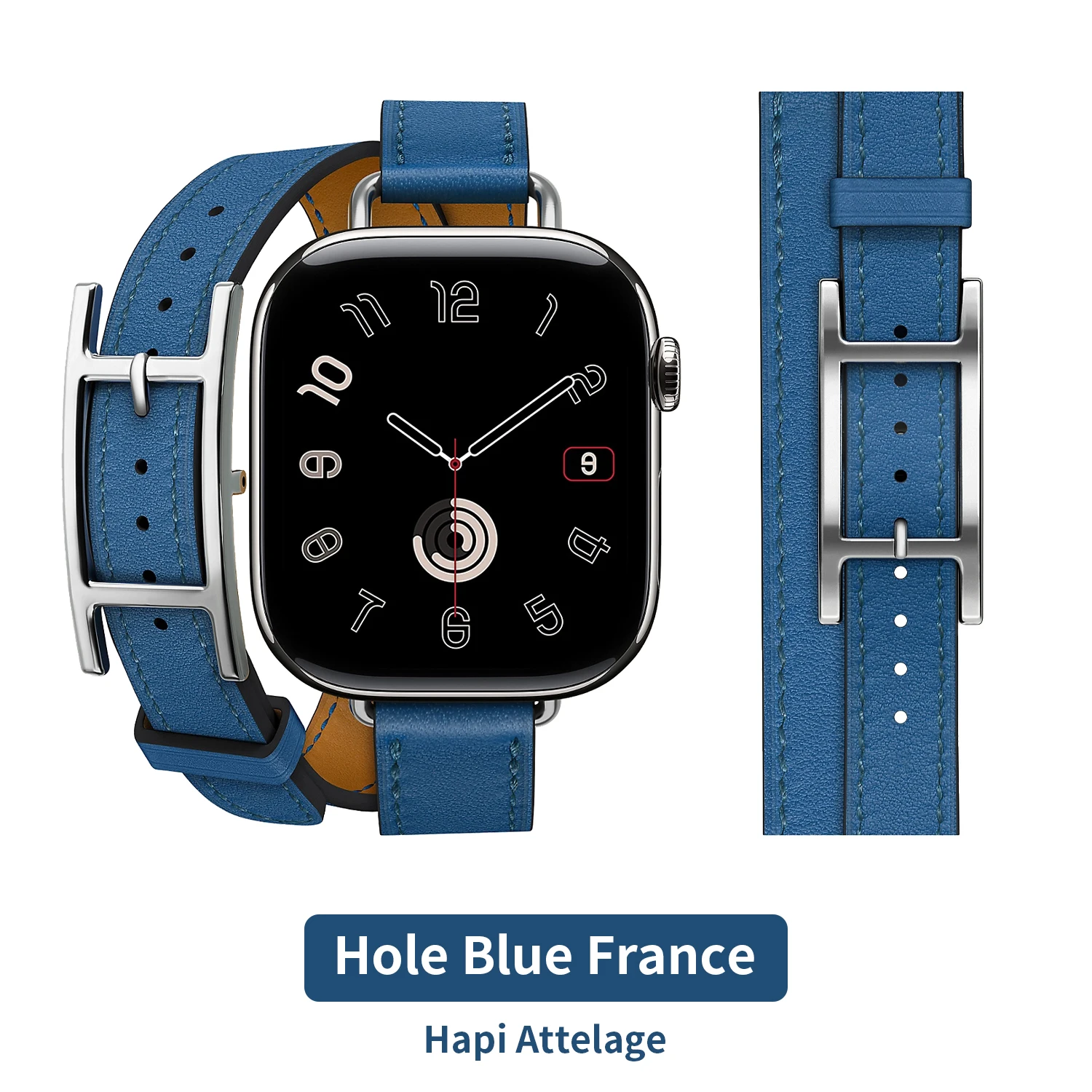 2025 New High Quality Soft Double Tour Cowhide Leather Strap for Iwatch Ultra3 2 Apple Watch Series 11 10 9 8 7 6 5 Se 3
