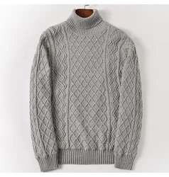 Jersey de lana de cuello alto para hombre, Jersey de algodón cálido con cuello de tortuga, Jersey de punto negro y marrón, talla XXXL, 4XL, 5XL, 6XL, 7XL, Invierno