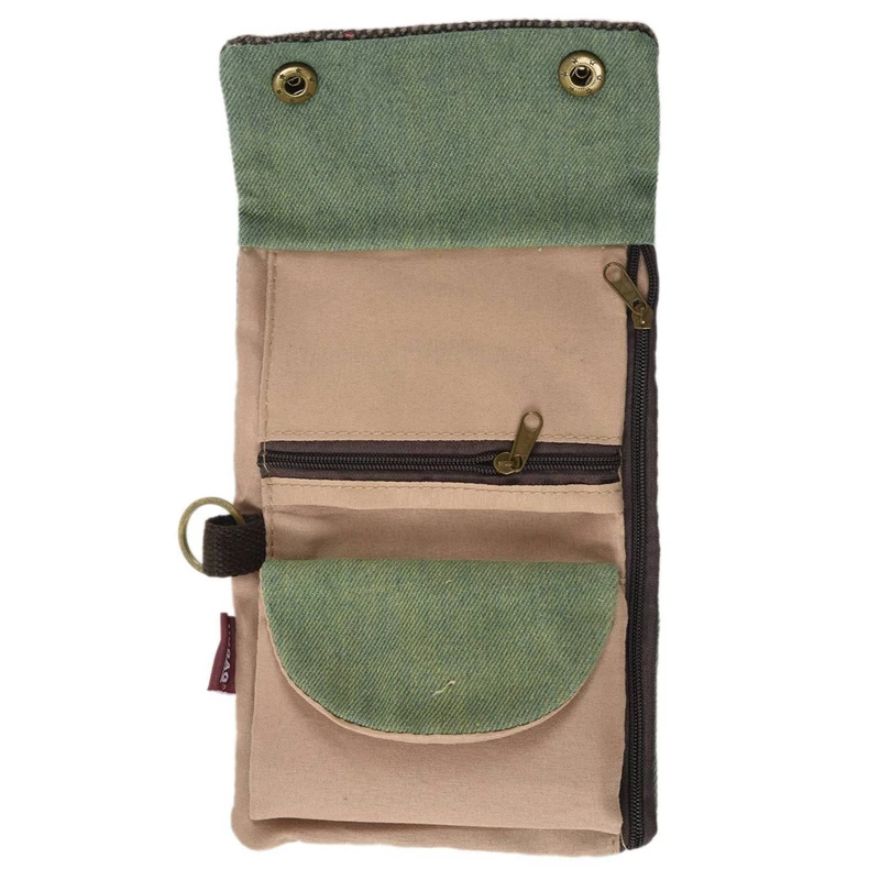 Cartera de lona Manual plegable de tres capas para hombre y mujer, bolso con tarjetero múltiple, monedero multifunción para niño, 2 uds.