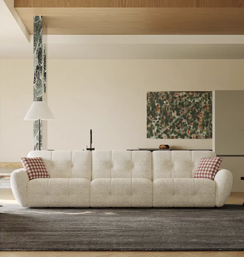 

# Sectional Sofa Three Seat Fabric Sofa With Sponge Filling Large Living Rooms Apartments & Hotels