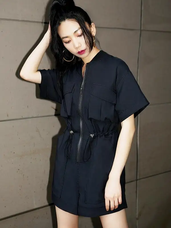 

Модный женский комбинезон Bla Workwear: летний комплект с высокой талией, шорты из прохладной полиэстеровой ткани, широкие брюки
