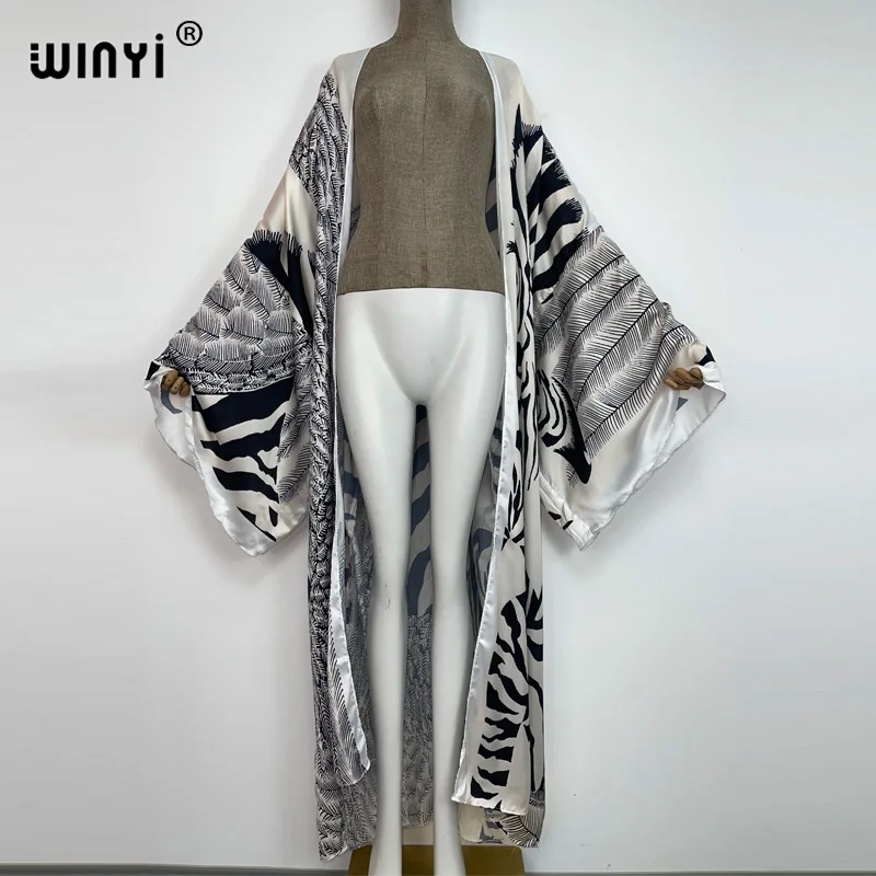 2022 WINYI Summer party Beach Wear Swim Suit Cover up Africa women boho Cardigan stitch colorful sexy Holiday long Sleeve Kimono